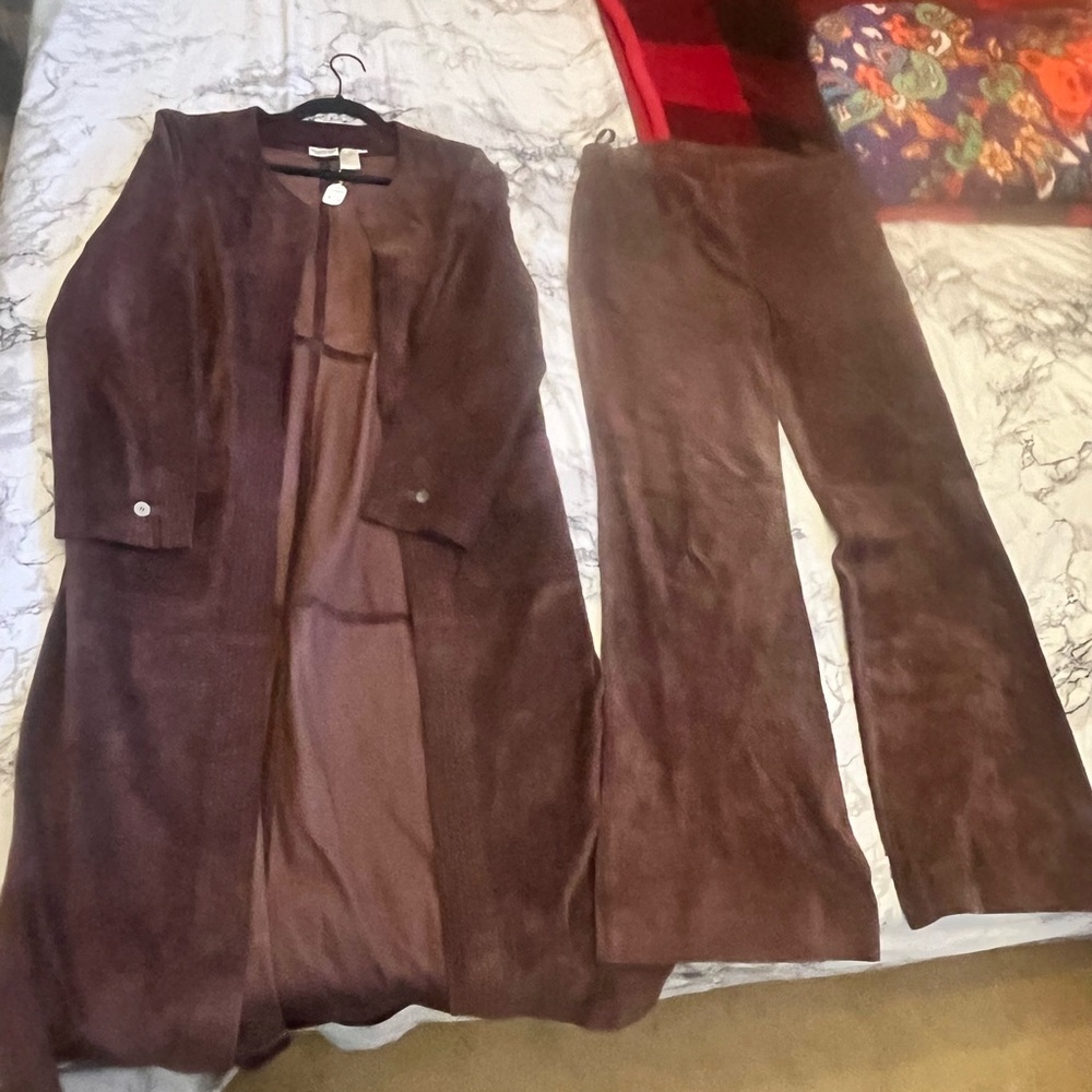 Gorgeous chocolate brown Vintage Suede two-piece suit from Newport News.